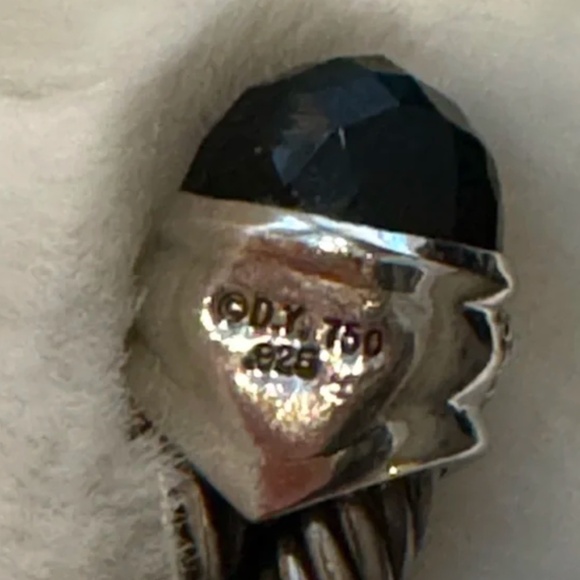 David Yurman Sterling Silver 18K Gold Double Cable Bracelet Onyx Diamonds - Picture 5 of 5